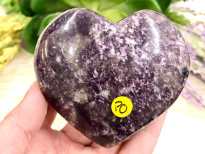 Lepidolite Heart with Smoky Inclusions 80mm PO - Crystals and Stones - Crystal Grid - Meditation Space - Altar Decor - Witchy Gifts