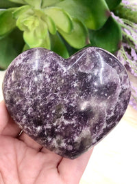 Lepidolite Heart with Smoky Inclusions 80mm PO - Crystals and Stones - Crystal Grid - Meditation Space - Altar Decor - Witchy Gifts