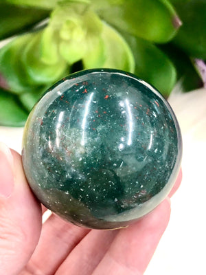 Bloodstone Sphere 47mm PV - Blood Stone - Crystal Grid - Healing Stone - Massage Stone - Root Chakra - Altar Decor - Meditation Stone