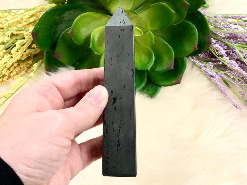 Hematite Generator 121mm QC- Genuine Natural Hematite - Crystal Grid -Hematite Tower - Root Chakra - Altar Decor - Meditation Stone