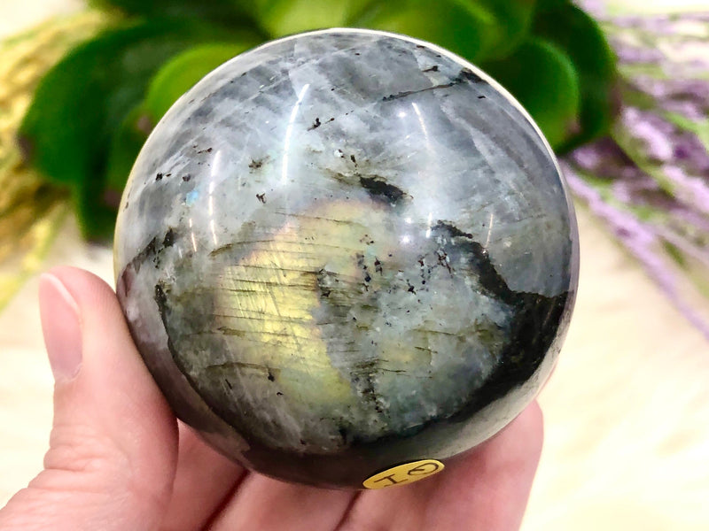 Labradorite Sphere 60mm QI - Crystal Sphere - Crystal Grid - Meditation Crystal - Altar Decor - Reiki Crystals - Massage Stone