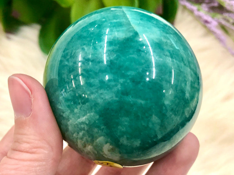 Amazonite Sphere 59mm QJ - Amazonite Crystal ball Specimen - Crystal Grid - Heart Chakra Stone - Meditation Stone - Altar Decor - Boho Decor