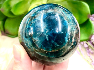 Blue Apatite Sphere 57mm MU - Blue Apatite Ball - Cleansing Stone - Manifestation Crystal - Third Eye Chakra - Throat Chakra - Crystal Grid