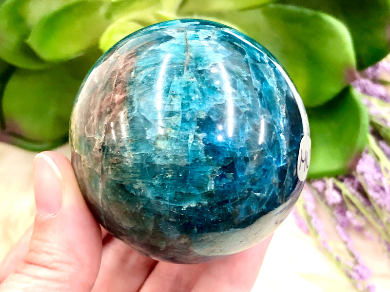 Blue Apatite Sphere 57mm MU - Blue Apatite Ball - Cleansing Stone - Manifestation Crystal - Third Eye Chakra - Throat Chakra - Crystal Grid