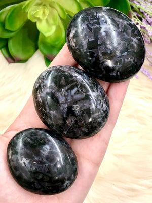 Indigo Gabbro Palmstones - Mystic Merlinite - Altar Decor - Crystal Grid - Crystal Healing - Stones and Crystals