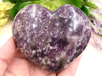 Lepidolite Heart with Smoky Inclusions 80mm PO - Crystals and Stones - Crystal Grid - Meditation Space - Altar Decor - Witchy Gifts