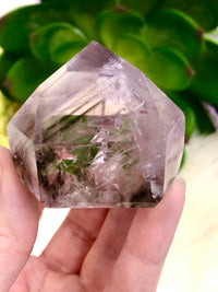 Amethyst Point with Smoky Phantom 50mm PT -  Anxiety Stone -  Crystal Grid - Altar Decor - Amethyst Tower - Chakra Stones - Meditation Stone