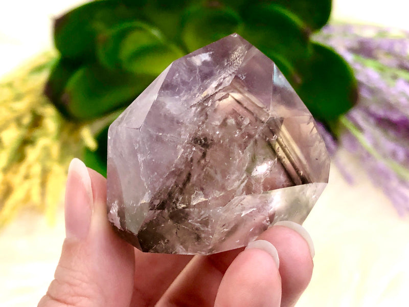 Amethyst Point with Smoky Phantom 50mm PT -  Anxiety Stone -  Crystal Grid - Altar Decor - Amethyst Tower - Chakra Stones - Meditation Stone