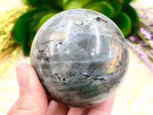 Labradorite Sphere 60mm QI - Crystal Sphere - Crystal Grid - Meditation Crystal - Altar Decor - Reiki Crystals - Massage Stone