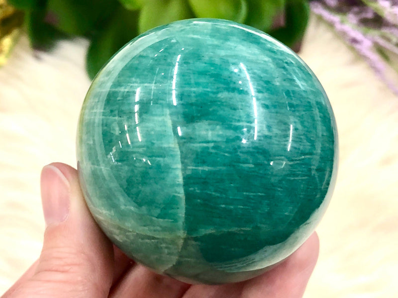 Amazonite Sphere 59mm QJ - Amazonite Crystal ball Specimen - Crystal Grid - Heart Chakra Stone - Meditation Stone - Altar Decor - Boho Decor