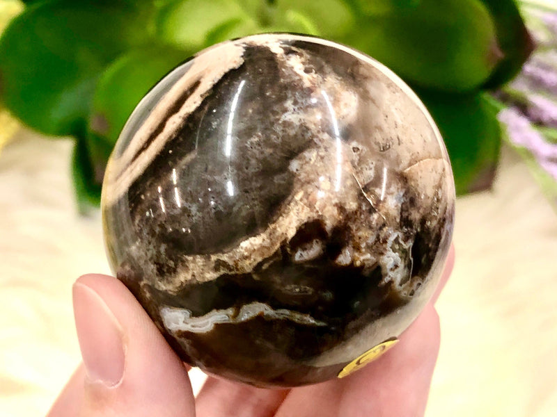 Black Opal Sphere 52mm QB - Protection Stone - Root Chakra Stone - Black Opal Ball - Altar Stone - Crystal Grid - Meditation Stone - Healing