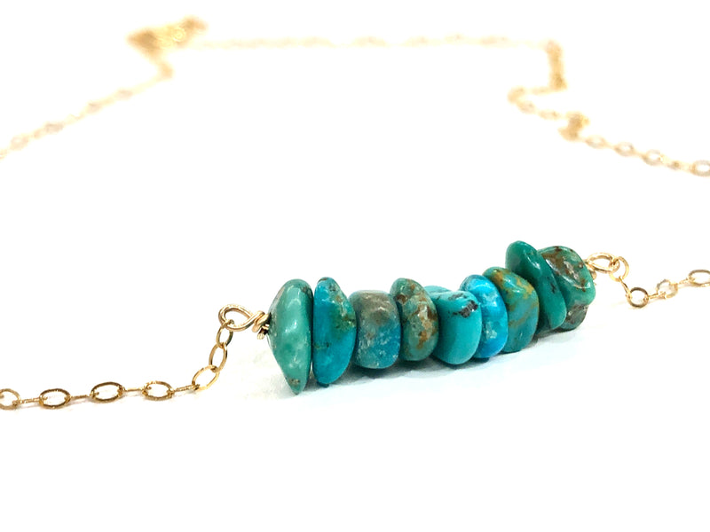 Genuine Raw Turquoise Bar Necklace-- Sagittarius & December Birthstone