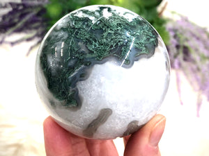 Green Moss Agate and Quartz Sphere 64mm (BT)