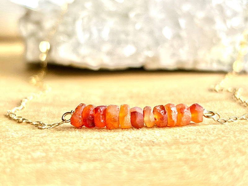 Raw Carnelian Bar Necklace