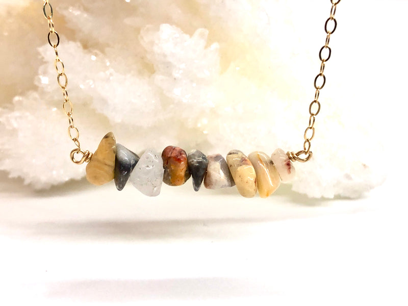 Crazy Lace Agate Bar Necklace