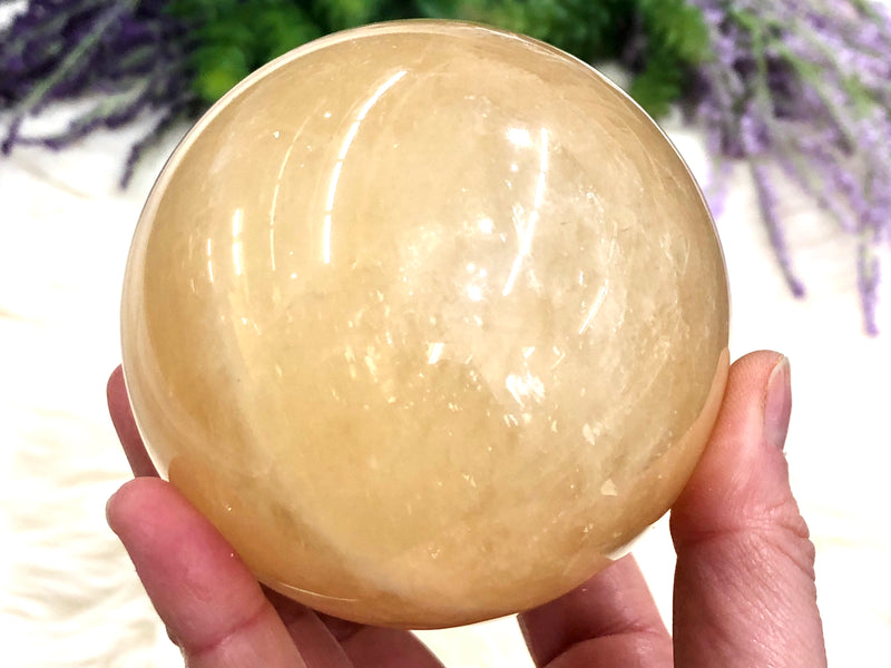 Yellow Honey Calcite Sphere 82mm (BP)