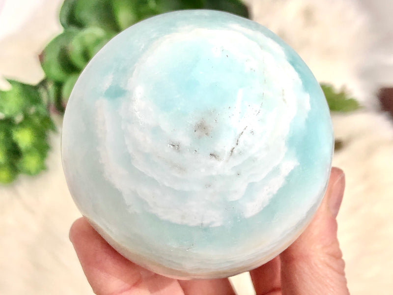 Blue Aragonite Caribbean Calcite Sphere 60mm EO