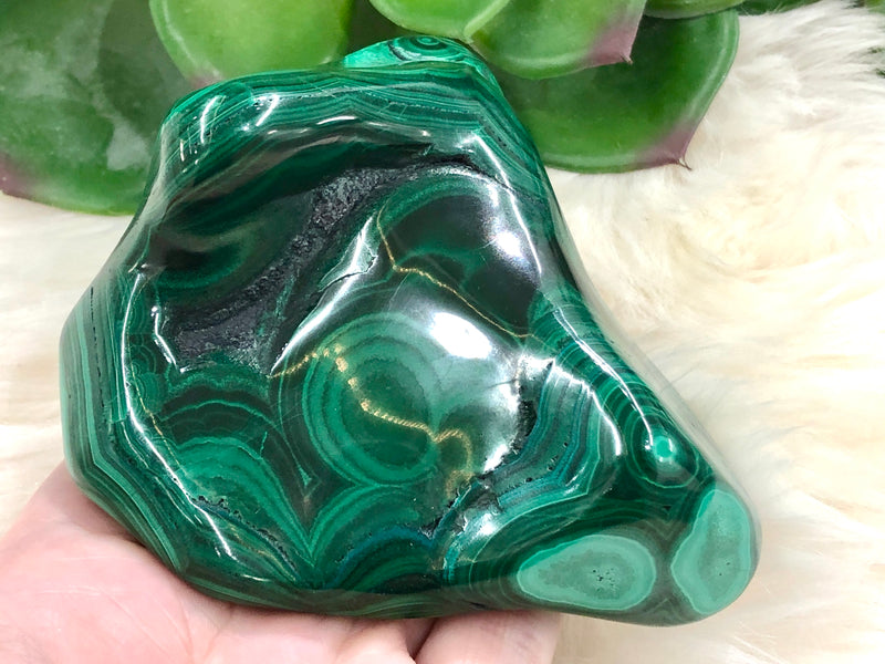 Real Malachite Stone Crystal Freeform 95mm HO