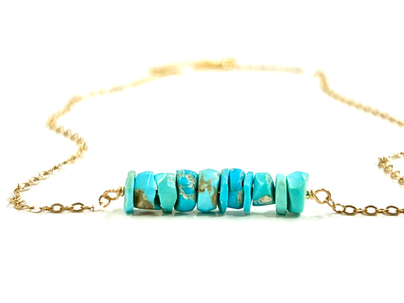 Raw Turquoise Bar Necklace - December Birthstone - Sagittarius Necklace