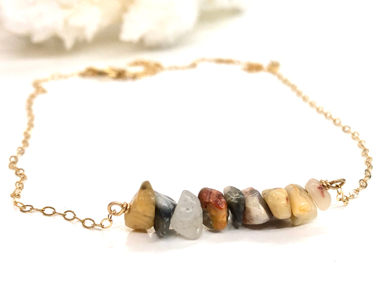 Crazy Lace Agate Bar Necklace