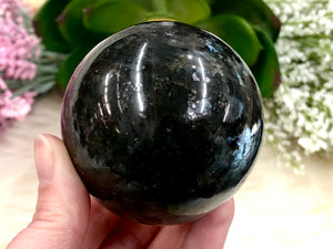 Nuummite 63mm Sphere WI - Third Eye Chakra Stone