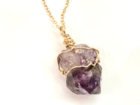 Raw Brandberg Amethyst Wire-Wrapped Pendant Necklace - Aquarius Zodiac Necklace