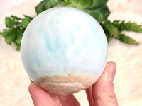 Blue Aragonite Caribbean Calcite Crystal Sphere 65mm ES