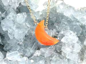 Dainty Carnelian Moon Necklace - Sacral Chakra Healing Necklace
