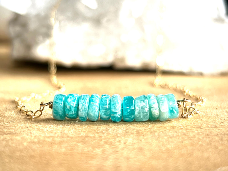 Amazonite Bar Healing Crystal Necklace