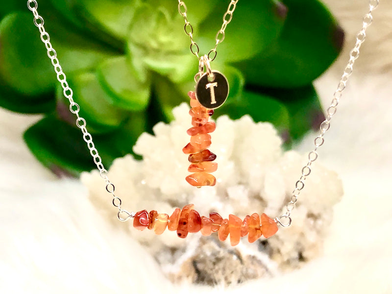 Raw Carnelian Bar Necklace