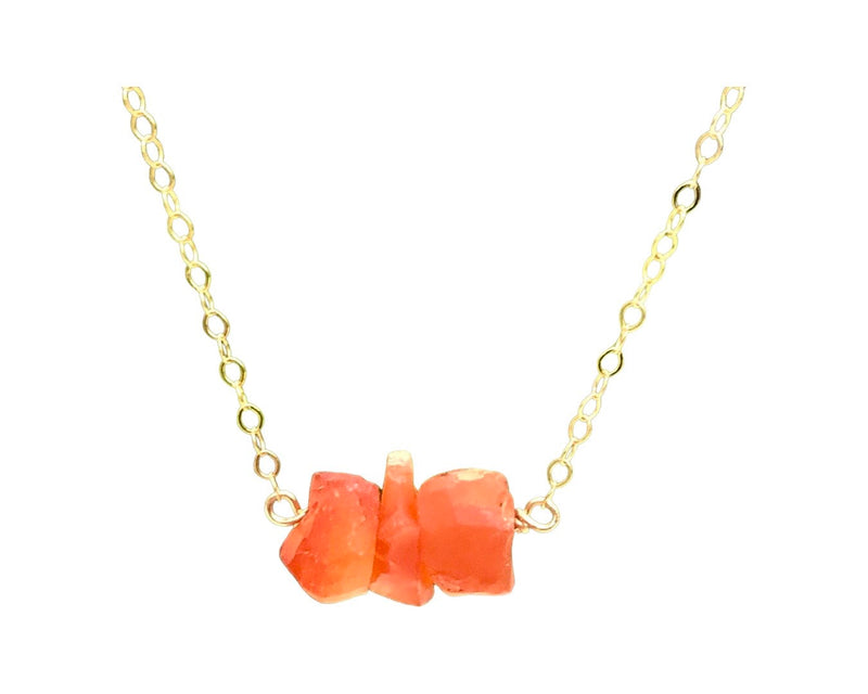 Raw Carnelian Bar Necklace - Raw Stone Necklace