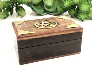 Pentacle Wooden Box Brass Inlay