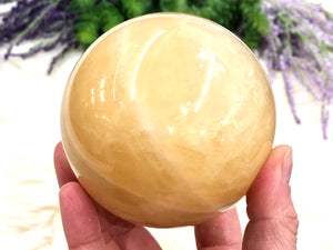 Yellow Honey Calcite Sphere 82mm (BP)