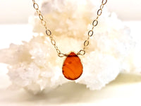 Gold Electroplated Carnelian Drop Necklace - Sacral Chakra