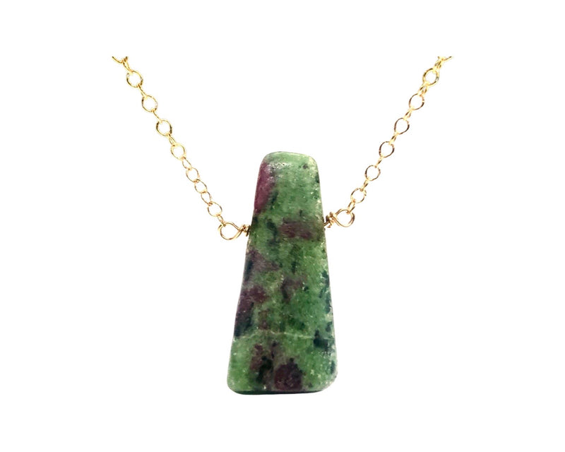 Large Ruby Zoisite Bar Necklace