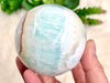 Blue Aragonite Caribbean Calcite Sphere 68mm DW