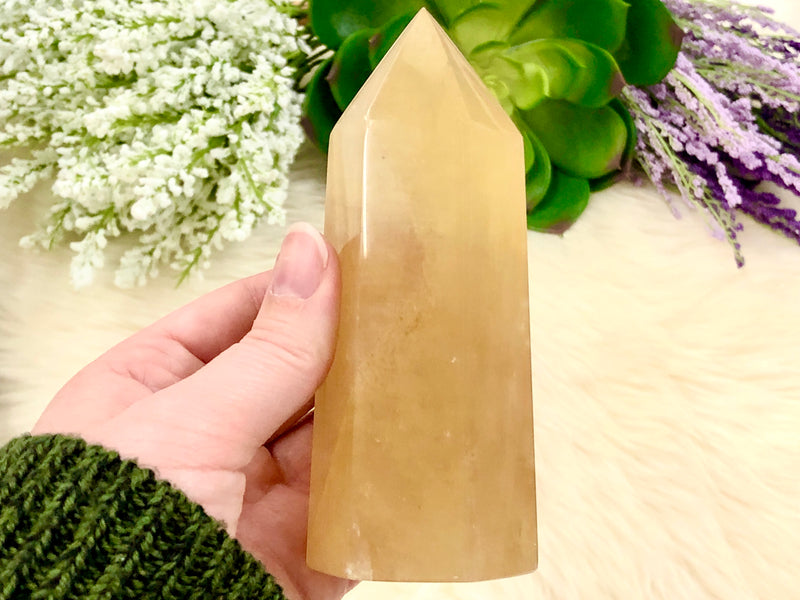 Honey Calcite Tower 53mm XH - Solar Plexus Chakra Stone