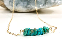 Genuine Raw Turquoise Bar Necklace-- Sagittarius & December Birthstone