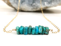 Genuine Raw Turquoise Bar Necklace-- Sagittarius & December Birthstone