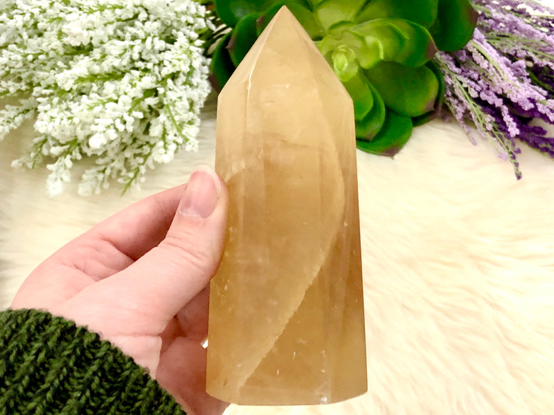 Honey Calcite Tower 53mm XH - Solar Plexus Chakra Stone