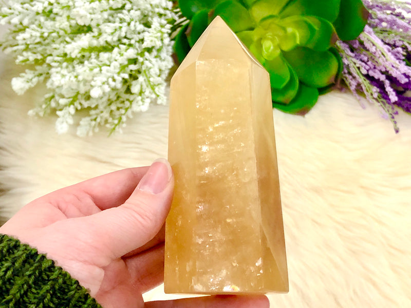 Honey Calcite Tower 53mm XH - Solar Plexus Chakra Stone