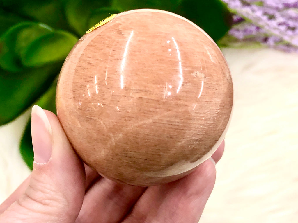 Peach Moonstone Sphere 53mm QT - Heart Chakra & Solar Plexus Chakra