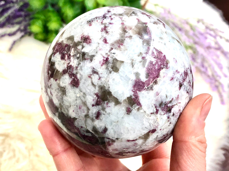 Pink Tourmaline Rubelite and Smoky Quartz Sphere 87mm (BM)