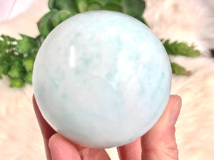Blue Aragonite Caribbean Calcite Crystal Sphere 65mm ES
