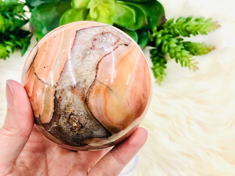 Carnelian Agate With Quartz Sphere 76mm FY