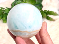 Blue Aragonite Caribbean Calcite Crystal Sphere 65mm ES