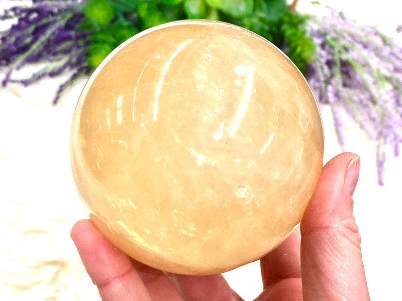 Yellow Honey Calcite Sphere 82mm (BP)