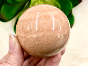 Peach Moonstone Sphere 53mm QT - Heart Chakra & Solar Plexus Chakra