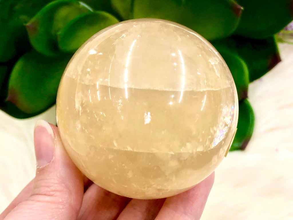 Honey Calcite Sphere 60mm QQ - Solar Plexus Chakra Stone
