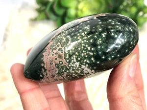 Ocean Orbicular Jasper Stone Crystal Heart 81mm (CN)